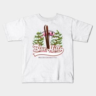 Blue Hills Massachusetts Ski logo Kids T-Shirt